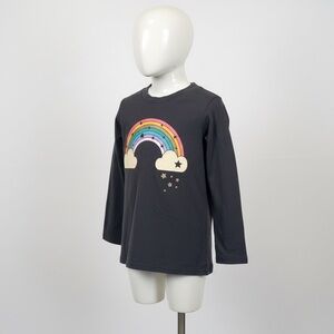 Grey Long Sleeve Tee with Rainbow Graphic Girl's Size XS 4/5
